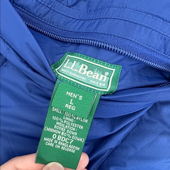 LL BEAN BLUE FULL ZIP REVERSIBLE GOOSE DOWN PUFFER VEST MENS LARGE - Picture 6 of 6